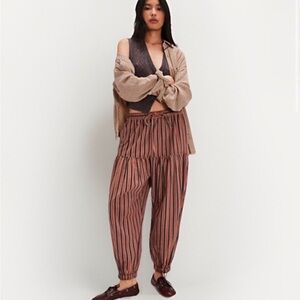 Free People Striped Country Ellie Barrel Pants